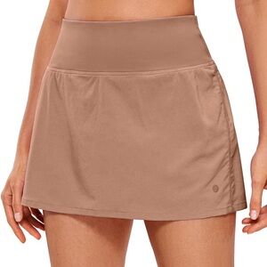 CRZ YOGA Tan Athletic Skort - Mocha Mousse